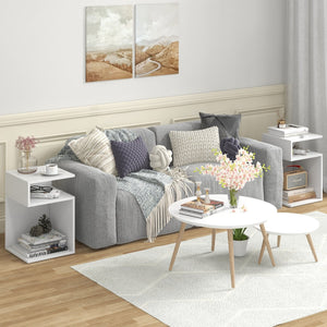 S-Shaped Side Table with Unique S-shaped Frame and 2 Open Compartments-White view 6