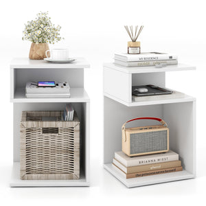 S-Shaped Side Table with Unique S-shaped Frame and 2 Open Compartments-White view 7