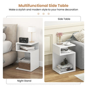 S-Shaped Side Table with Unique S-shaped Frame and 2 Open Compartments-White view 9