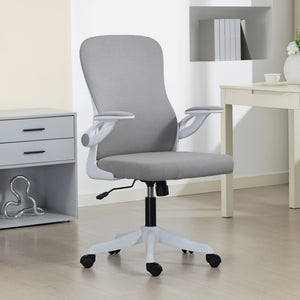 Ergonomic Office Chair, Swivel Desk Chair with Adjustable Lumbar Support and Height, Flip-up Armrests, Wheels, Grey