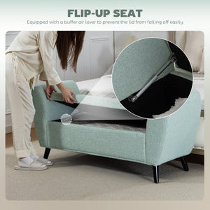 Upholstered Storage Bench with Arms, Modern Ottoman Bench for Bedroom, Entryway, and Living Room, Black – view 12
