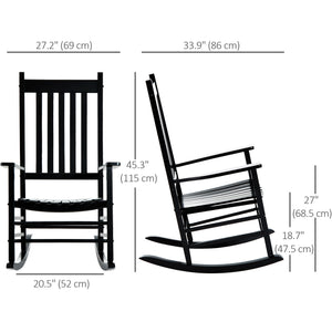 Wooden Porch Rocking Chair Outdoor Patio Rocker Garden Single Leisure Reclining Seat Armchair Natural – view 9