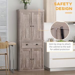 Long Standing Kitchen Cabinet w/ 2 Drawers MDF Board, Wood Grain