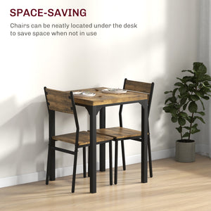 Dining Table Set for 2, 3 Piece Kitchen Table and Chairs with Metal Legs for Small Spaces, Natural Wood