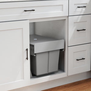 Pull Out Bin, Under Sink Garbage Can with 2 Removable Compartments (4 gallon Each) for Kitchen Waste, Light Grey