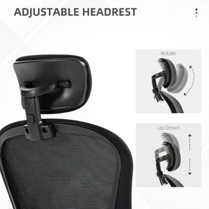 Office Chair, Mesh Computer Desk Chair with Adjustable Headrest, 4D Lumbar Support, Flip-up Arm, Grey – view 26