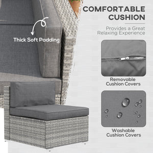 7 Pieces Patio Furniture Set, Rattan Conversation Set Garden Wicker Sofa Set with Washable Cushions and – view 5