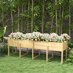 Wooden Raised Garden Bed Planter, Large Elevated Planter Box with Legs, Bed Liner and Drain Holes, Grey – view 14