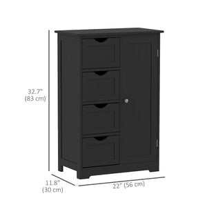 Bathroom Storage Cabinet, Floor Cabinet with Adjustable Shelf and 4 Drawers, Side Cabinet for Washroom – view 9