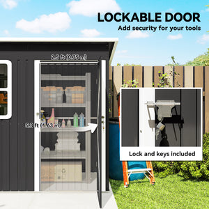 7' x 4' Galvanised Steel Outdoor Storage Shed, Garden Shed with Window, Lockable Wide Door and Air Vents – view 5
