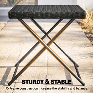 Rattan Coffee Table Folding Patio Outdoor Side Table Wicker for Balcony, Porch, Poolside – view 12
