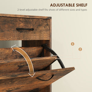 Narrow Shoe Storage with 2 Flip Drawers and Adjustable Shelves Shoe Cabinet Organizer for 12 Pairs of – view 11