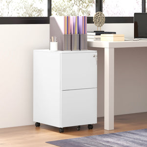Vertical Steel Filing Cabinet on Wheels, 2-Drawer Lockable File Cabinet with Adjustable Hanging Bar for A4 – view 14