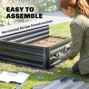 2 Tier Raised Garden Bed, 47" x 40" x 23" Galvanized Steel Planter Box for Vegetables, Flowers, and Herbs – view 4