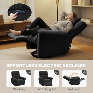 Power Recliner Chair, Fabric Upholstered Recliner Chair with USB Ports, Swivel and Rocking Function – view 3