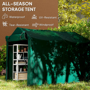 Outdoor Storage Shed, UV Resistant Bike Tent with Roll-up Zipper Door, Portable Shed for Bike, Motorcycle – view 17