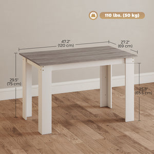47" Kitchen Table for 4-6 People, Dining Table with Wood Effect for Dining Room, Black