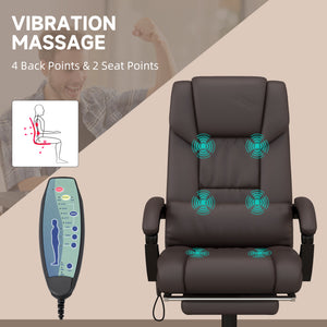 6-Point Vibration Massage Chair, Height Adjustable Reclining Computer Chair with Retractable Footrest, Black – view 10