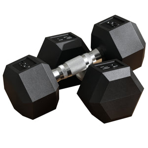 Soozier 2 x 10lbs Rubber Dumbbells Weight Set, Dumbbell Hand Weight for Body Fitness Training for Home Office Gym
