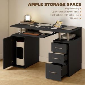 47" Computer Desk with Keyboard Tray and Storage Drawers – view 3