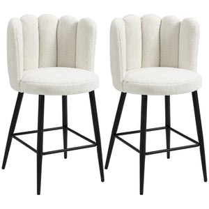 Faux Cashmere Bar Stools Set of 2 Counter Height Bar Stools with Back for Home Kitchen, 20.5"x19.7"x36.6", Cream