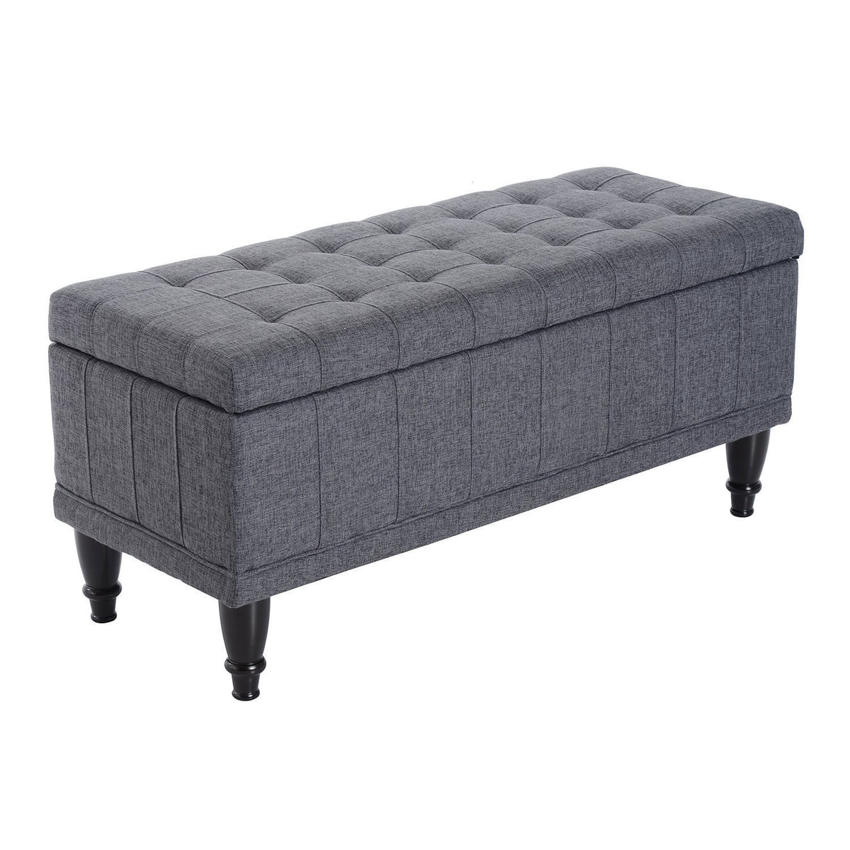 Storage Ottoman, Linen Fabric End of Bed Bench with Soft Close Lid – view 2