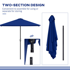 8ft Half Umbrella Outdoor Balcony Parasol Patio Garden Outdoor Window Sun Shade w/ 5 Ribs Beige – view 41