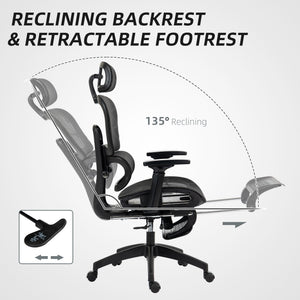 Mesh Office Chair with 3D Armrest, High Back Desk Chair with Lumbar Support, 135° Reclining – view 5