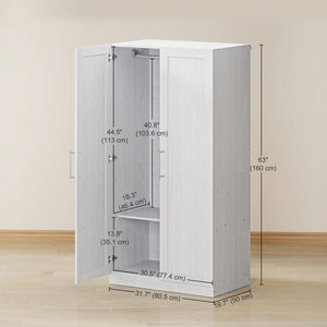Wardrobe Cabinet with 2 Doors and Hanging Rod, Modern Armoire Wardrobe Closet for Bedroom, Black Wood Effect – view 9