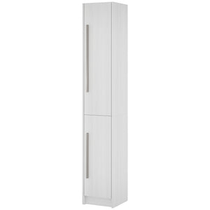 Freestanding Tall Bathroom Storage Cabinet with Adjustable Shelves, Bathroom Organizer, Black Wood Grain