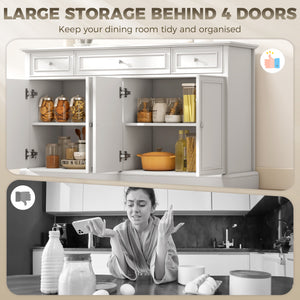 Sideboard Buffet Cabinet, 54" Kitchen Storage Cabinet with Soft-Close Doors, 3 Drawers and 2 Adjustable Shelves, White