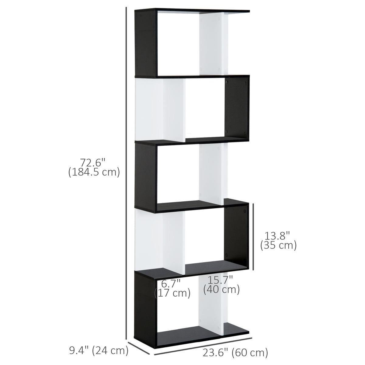 Modern Bookcase 5-Tier Display Shelf Storage Shelf Room Divider Living Room Home Office Furniture, Black