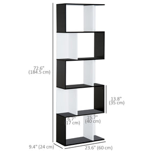 Modern Bookcase 5-Tier Display Shelf Storage Shelf Room Divider Living Room Home Office Furniture, Black
