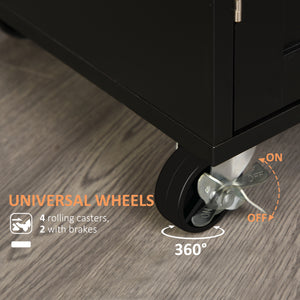Rolling Kitchen Island Cart with Wood Top, Enough Storage Drawer Space with Towel Bar Rack Shelves – view 6