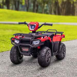 Aosom 12V Kids ATV Quad, 4 Wheeler Battery Powered Electric Vehicle with Music MP3, Headlights, High Low Speed, Treaded Tires, for Boys and Girls Ages 37-60 Months