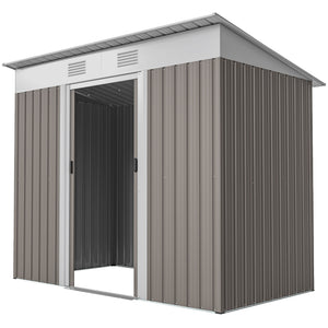 6' x 4' Outdoor Storage Shed, Metal Garden Tool Storage House Organizer with Lockable Sliding Doors and – view 29