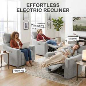 Power Recliner Chair, Chenille Upholstered Recliner Chair with USB Ports, Footrest, Dark Grey – view 10