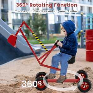 Sand Digger for Kids with 2-Handed Controls and Flexible Shovel-Red view 8