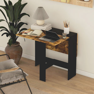 Drop Leaf Dining Table Wood Folding Table Multi-Use Side Table Dining Desk Space Saving Table, White/Oak