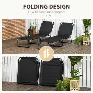 Set of 2 Folding Outdoor Lounge Chair, Sun Tanning Chairs with Reclining Back – view 4