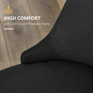 Modern Dining Chair Set of 2, Fabric Upholstered Side Chairs for Kitchen Living Room with Metal Legs, Black