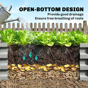 Set of 2 Galvanized Raised Beds for Garden, Outdoor Planter Box for Flowers, Herbs and Vegetables, Light Grey