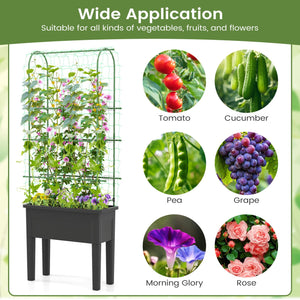 Self-watering Raised Garden Bed Elevated Planter with Climbing Trellis-Black view 9