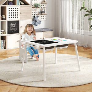 Sensory Table and Chair Set for Kids 2-8 with Foldable Bins-White view 3