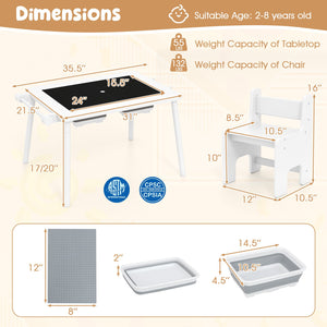 Sensory Table and Chair Set for Kids 2-8 with Foldable Bins-White view 5