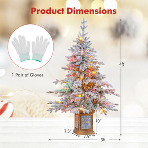 Set of 1/2 4 FT Artificial Christmas Tree Potted Xmas Tree with 180 Branch Tips-Set of 2 view 5