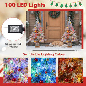 Set of 1/2 4 FT Artificial Christmas Tree Potted Xmas Tree with 180 Branch Tips-Set of 2 view 9