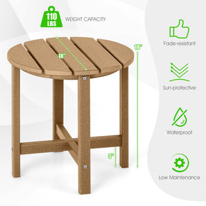 Set of 2 18 Inch Round Weather-Resistant Adirondack Side Tables-Brown view 5