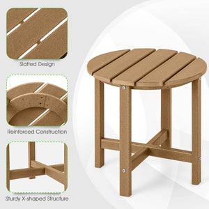 Set of 2 18 Inch Round Weather-Resistant Adirondack Side Tables-Brown view 7