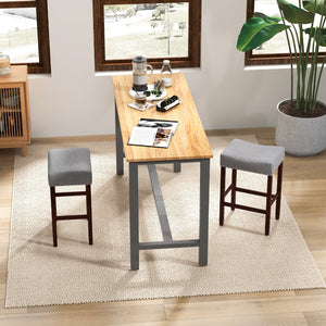 Set of 2 25 Inch Bar Stool with Curved Seat Cushions-Gray view 2